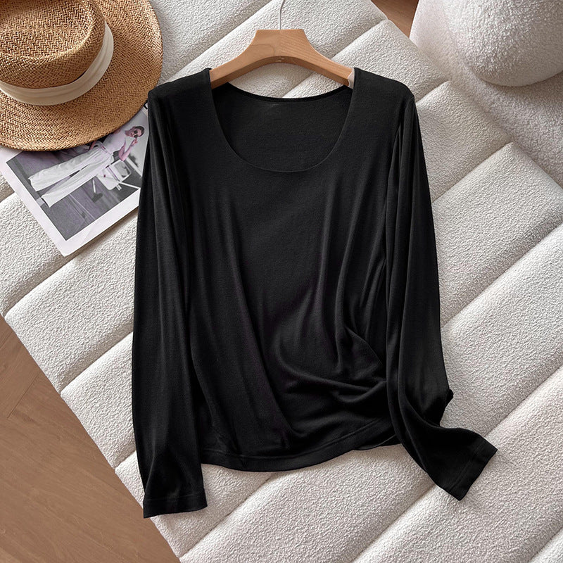 Soft Glutinous Slim Fit Base Long Blouses