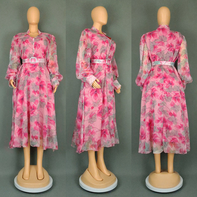 Women's Large Printed Long Dress Independent Fashion Dresses
