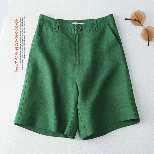 Women's Linen Summer High Waist Casual Middle Pants