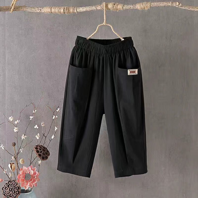 Women's Capri Summer Loose Comfort Breathable Elastic Waist Pants