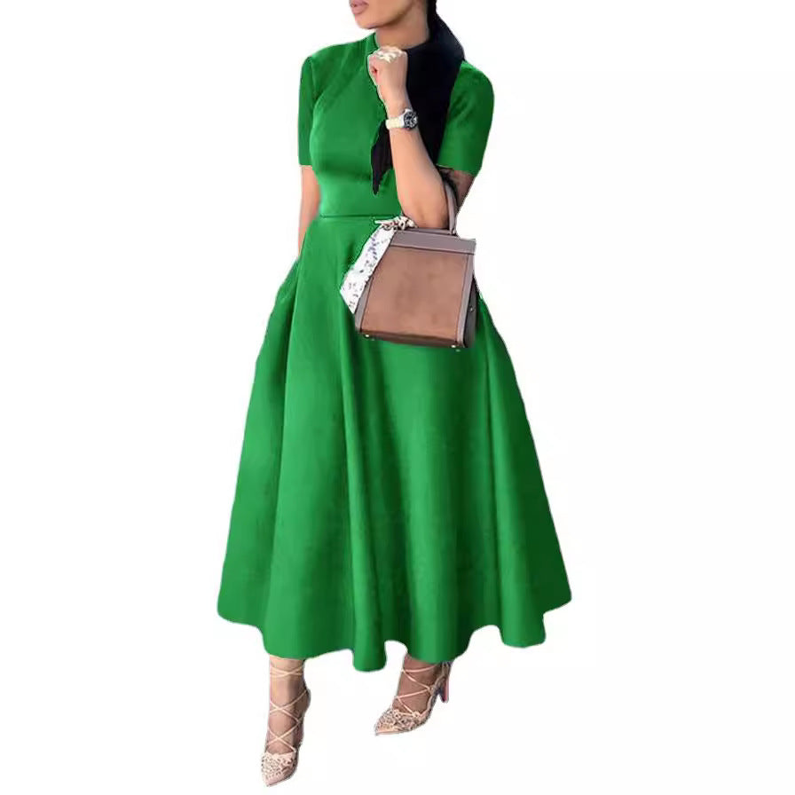 Women's Neck Sleeve Temperament Slimming Large Hem Dresses