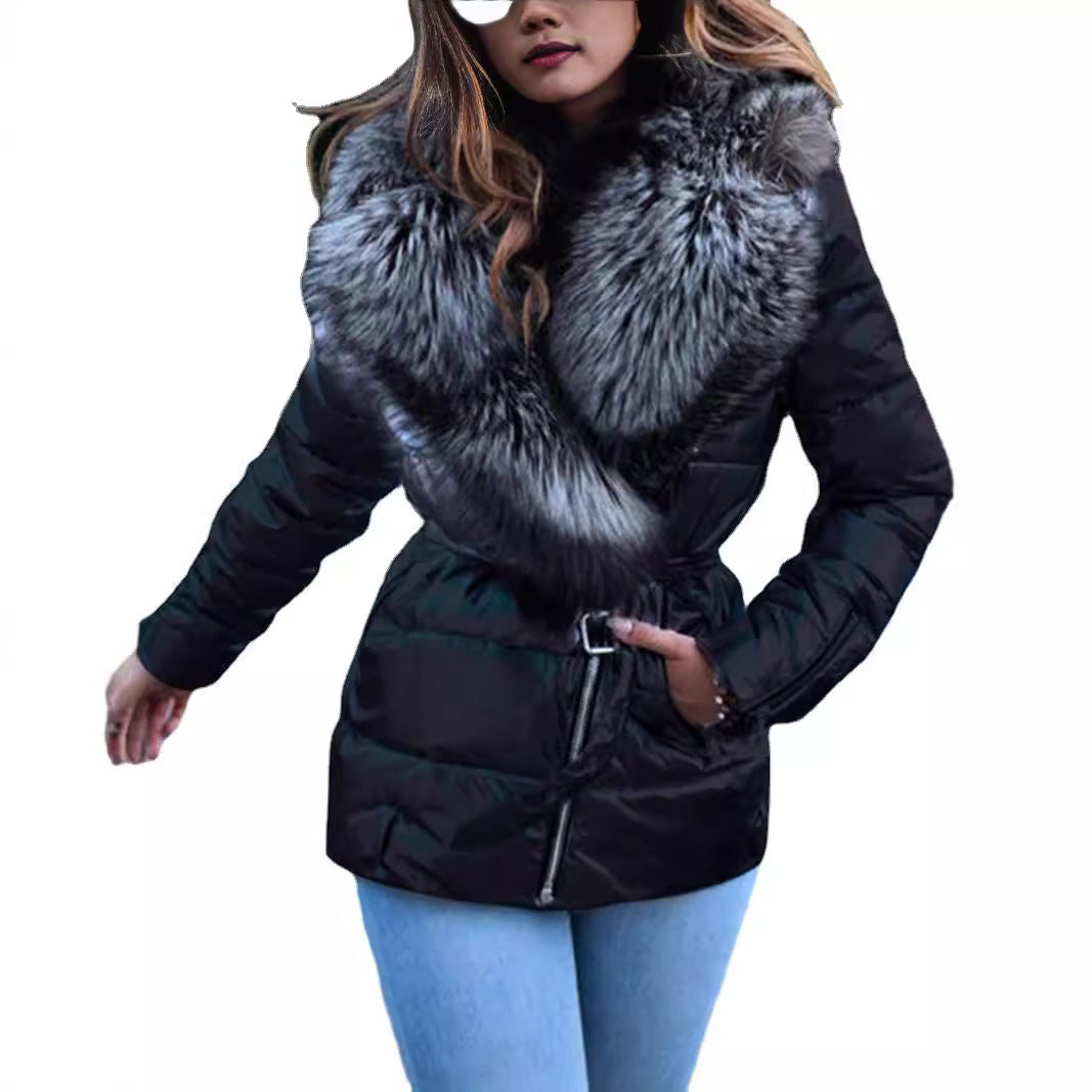 Women's Surface Big Fur Collar Long Sleeve Down Jackets