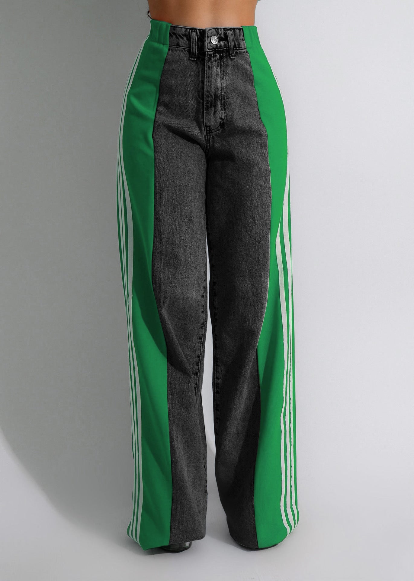 Women's Wide Leg Denim Trousers Casual High Jeans