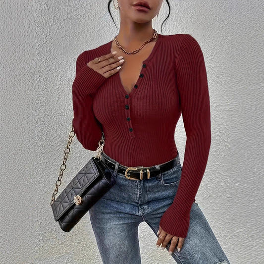 Women's Solid Color Slim Fit Slimming Versatile Long Sleeves Sweaters