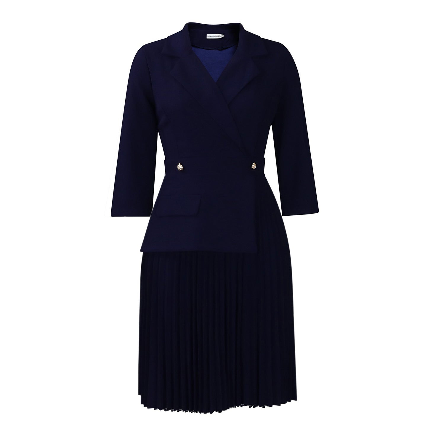 Women's Fashion Elegant Collar Solid Color Pleated Dresses
