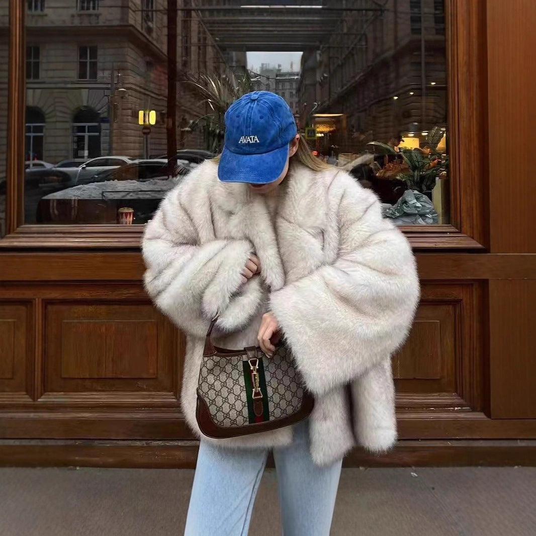Women's Winter Mid-length Fashion High Quality Collar Imitation Coats