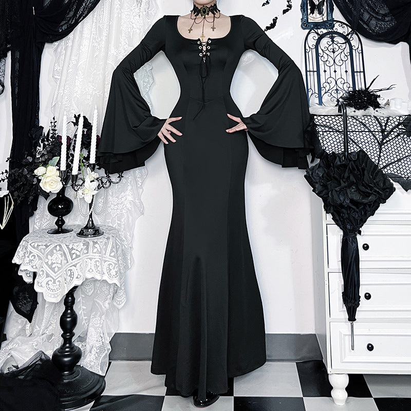 Adams Family Spider Web Lace Fishtail Asian Culture Dresses