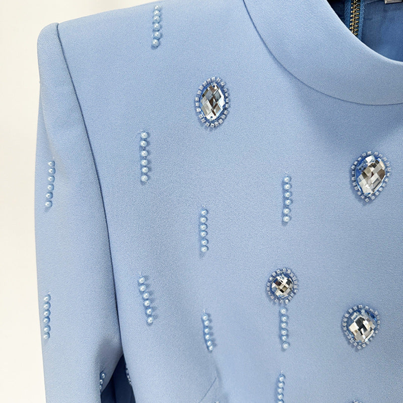 Bead Diamond Inlaid Mid-length Dress Set Tops