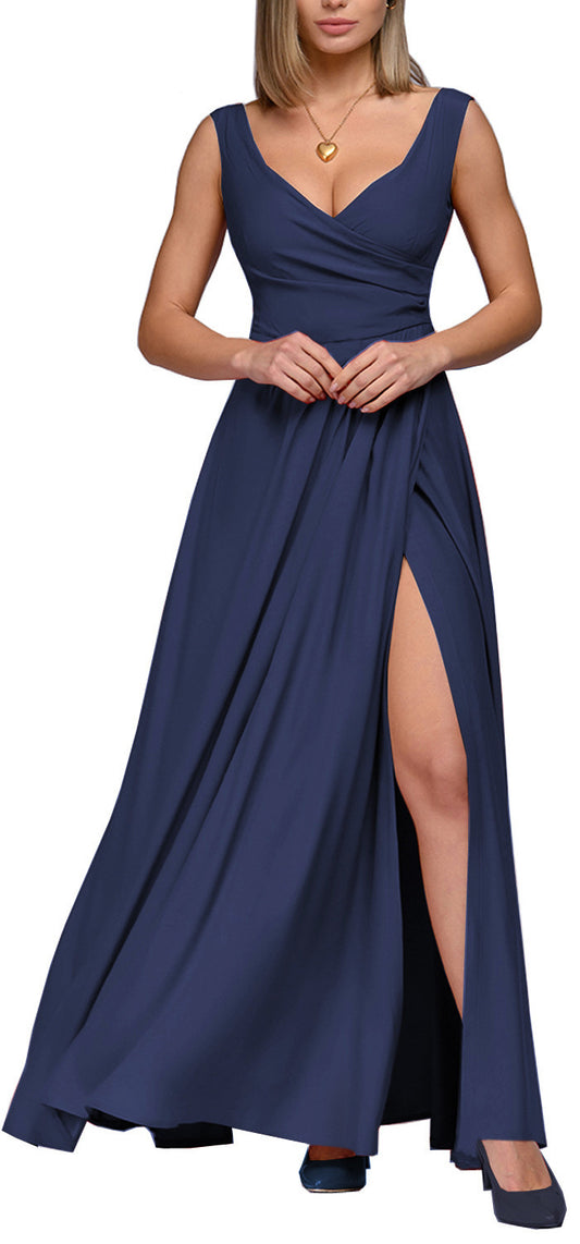 Summer Solid Color Sleeveless Waist Dress Dresses