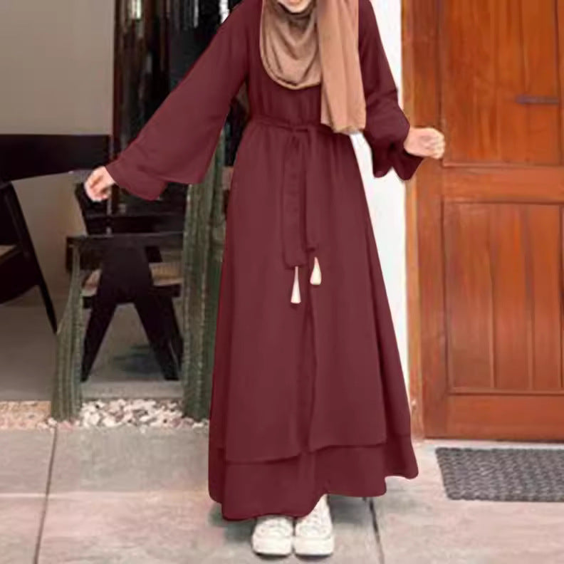 Fashion Artistic Retro Leisure Loose Crew Dresses