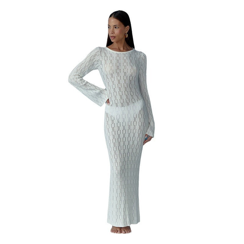 Women's Summer Beach Solid Color Sexy Knitted Skirts