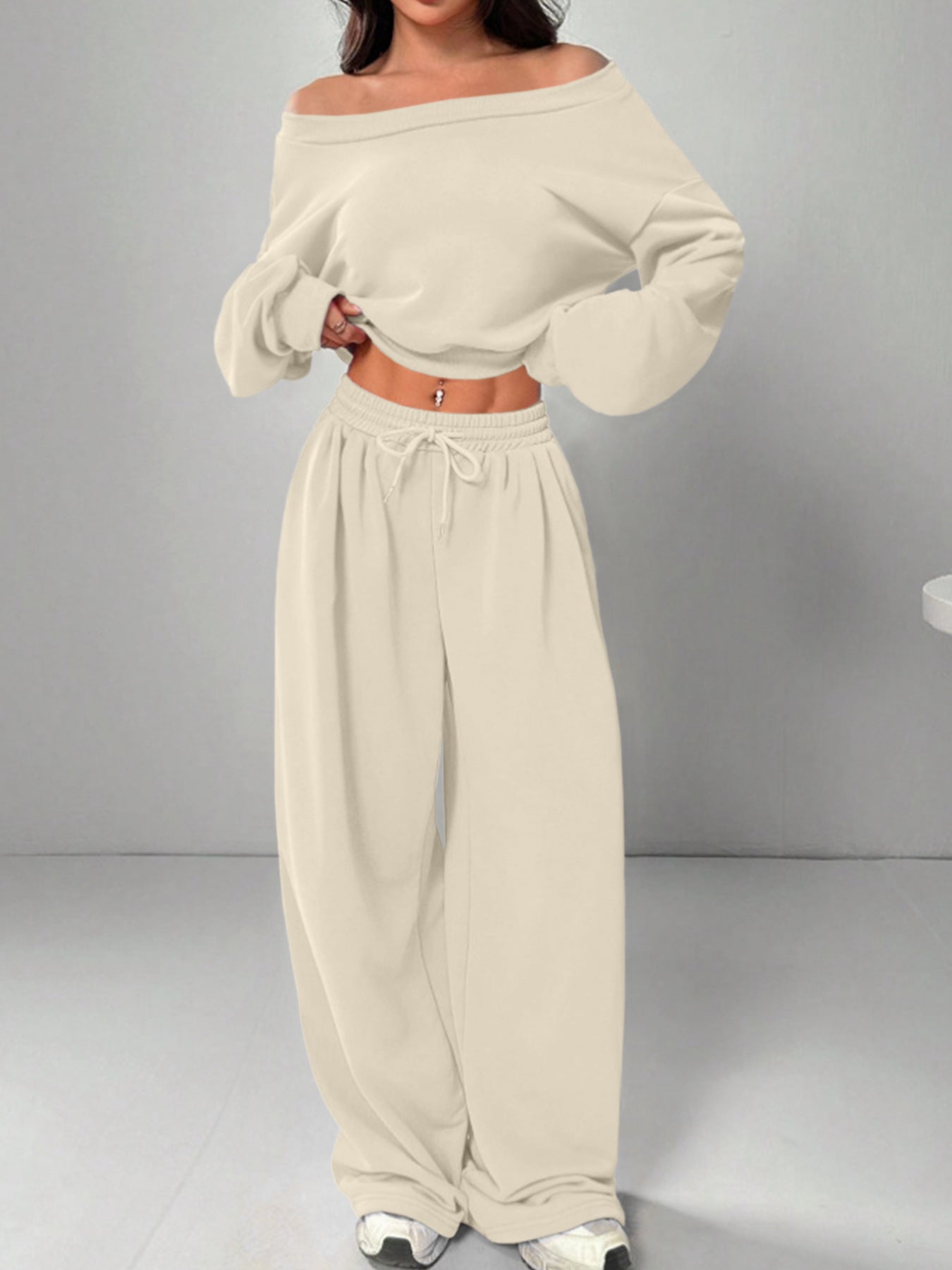 Yuan Winter Thermal Extra Thick With Fleece Waist Trimming Sweatshirt Fashion Casual Suit