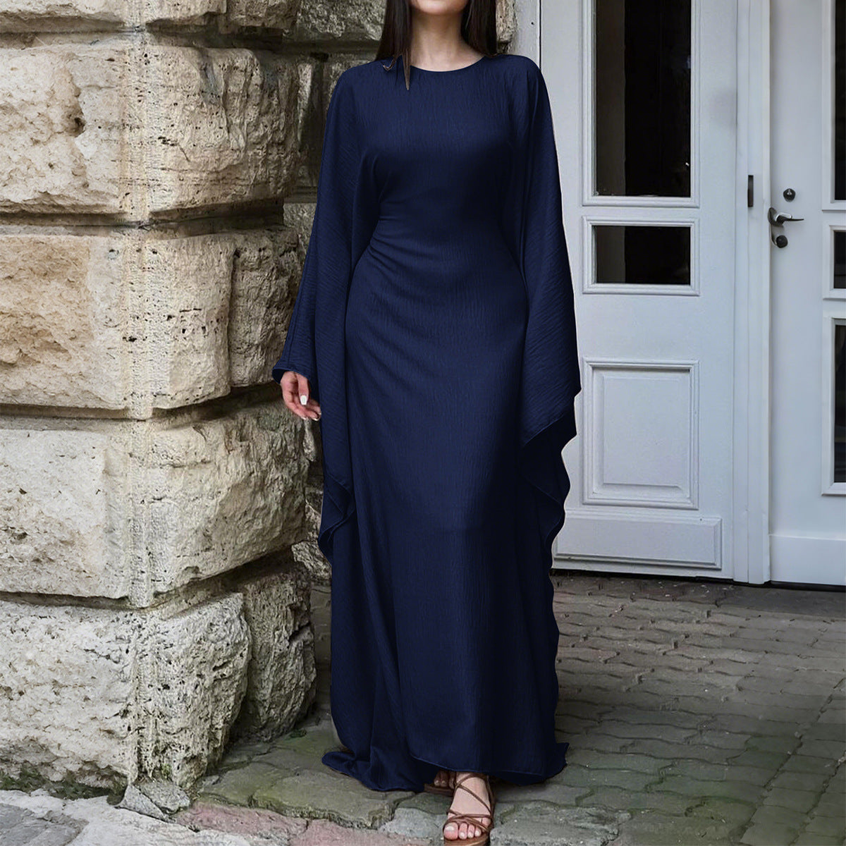 Slouchy Women's Elegant Solid Color Long-sleeved Dress