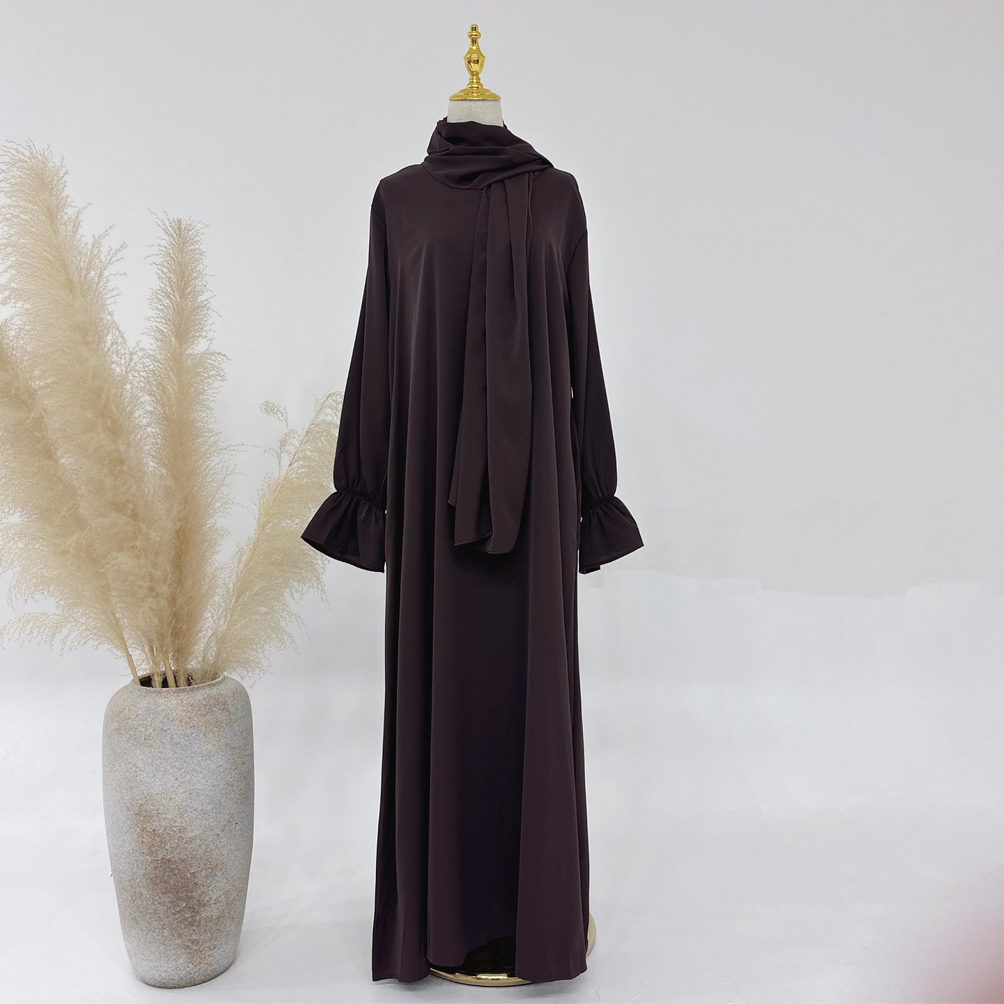 Turkey Solid Color Small Horn Sleeve Dresses