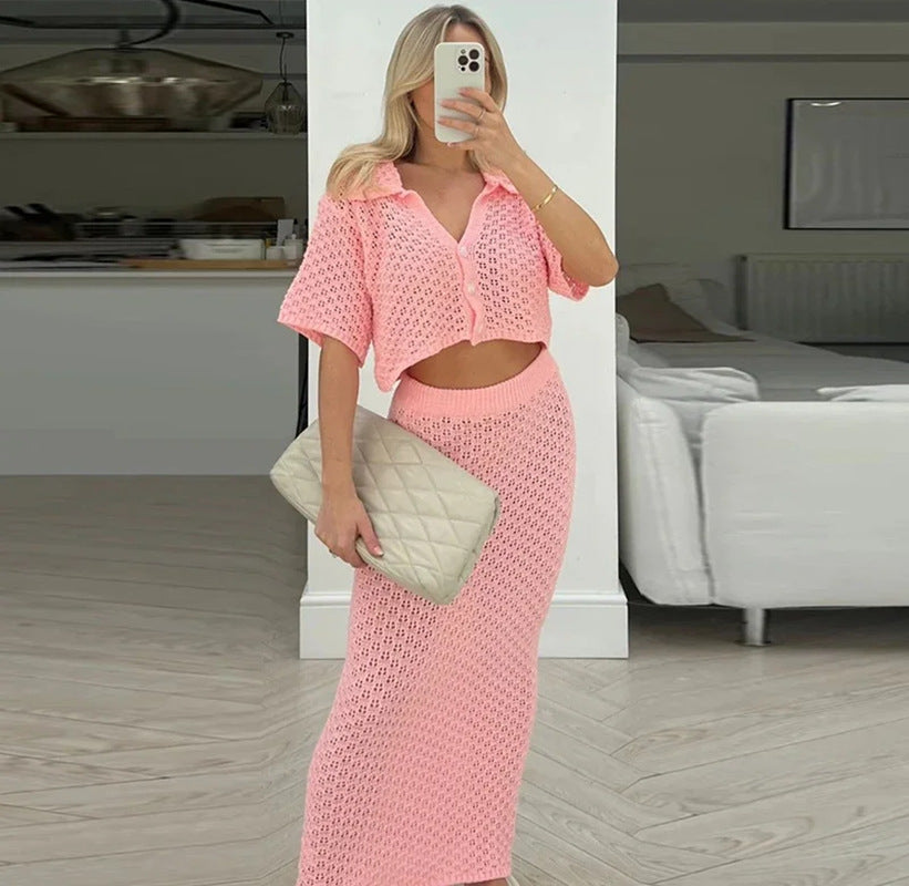 Casual Cool Elegant Knitted Crocheted Buckle Skirts