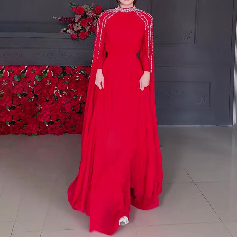 Women's Elegant Stylish Rhinestone Robe Gown Evening Dresses