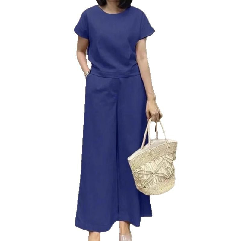 Women's Summer Two-piece Solid Color Loose Label Fashion Casual Suit