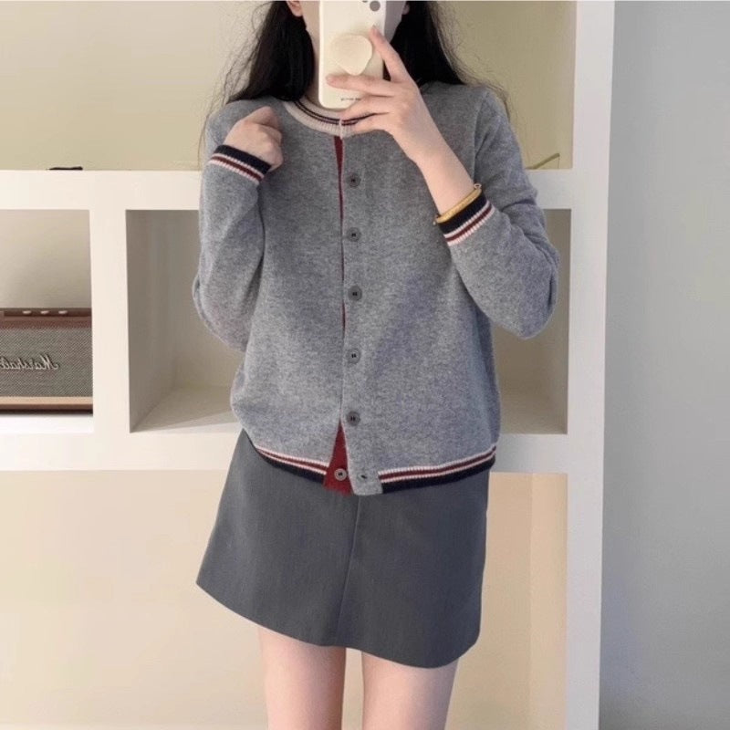 Women's Fog Gray Color Matching Inner Wear Women's Sweater