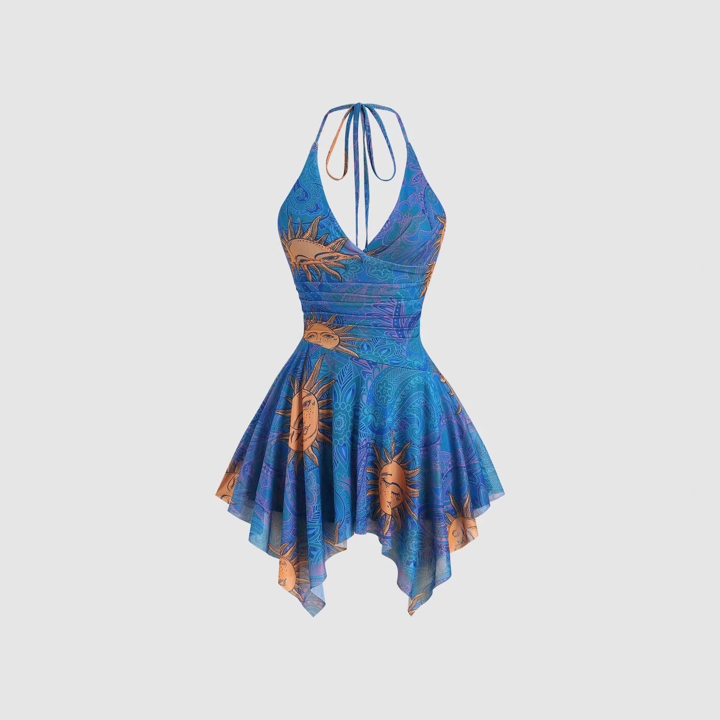 Holiday Mesh Suspender Sexy Irregular Hem Dress