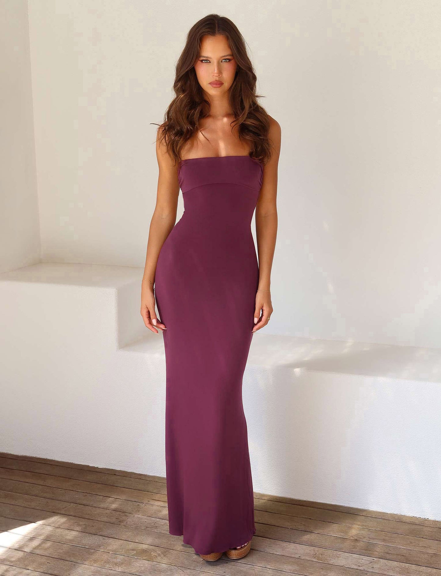 Women's Sexy Slim Fit Backless Strap Solid Color Dress