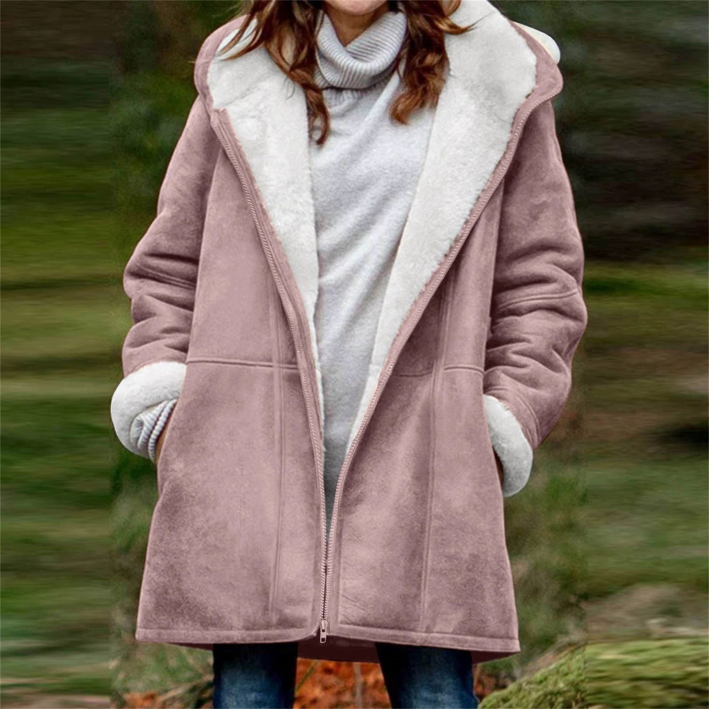 Women's Casual Loose Veet Thickened Solid Color Coats