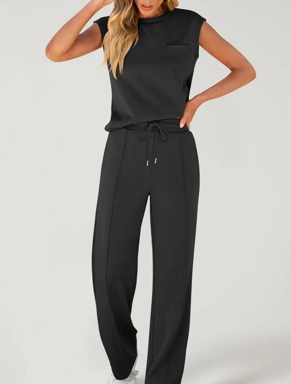 Women's Sleeveless Casual High Elastic Loose Two-piece Suits