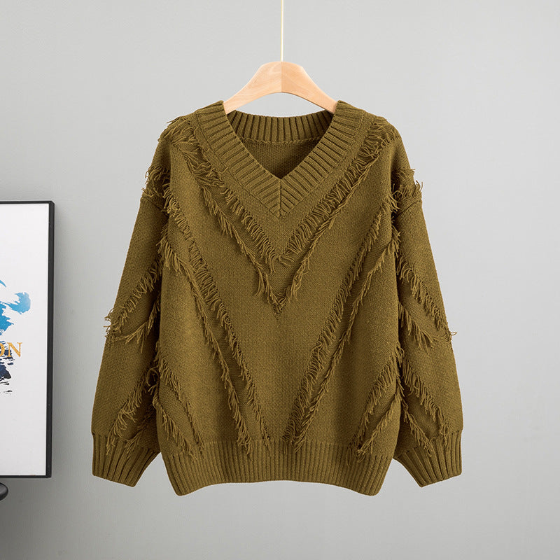 Women's Loose Knitted Idle Style Tassel For Fashionable Women's Sweater