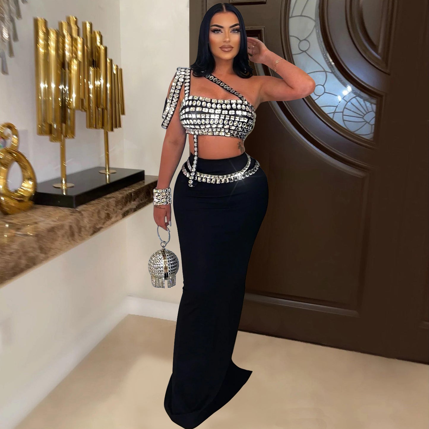 Women's Fashion Wear Sling Hot Drilling Dresses