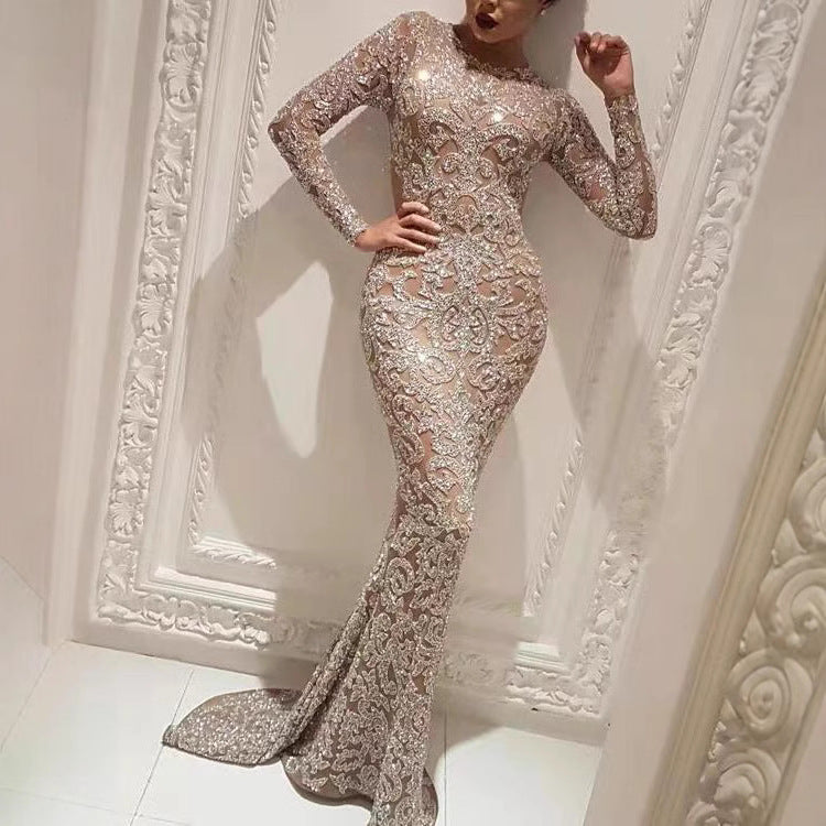 Women's Spring Bronzing Long-sleeved Sexy Dress Dresses