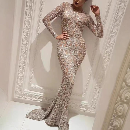 Women's Spring Bronzing Long-sleeved Sexy Dress Dresses
