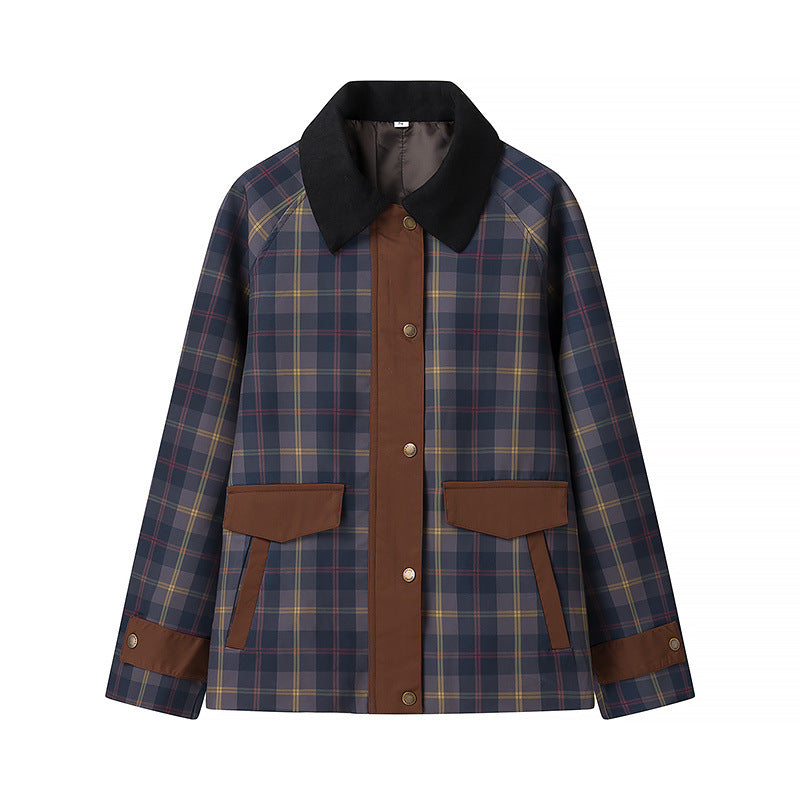 Women's Spring Street Fashion Casual Lapel Plaid Jackets
