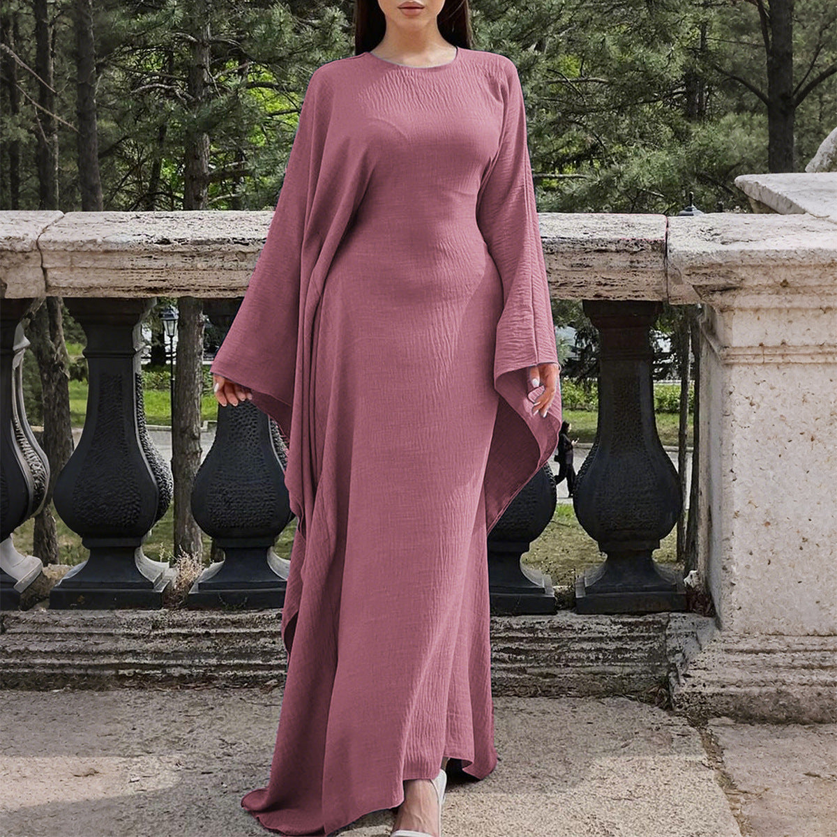Slouchy Women's Elegant Solid Color Long-sleeved Dress