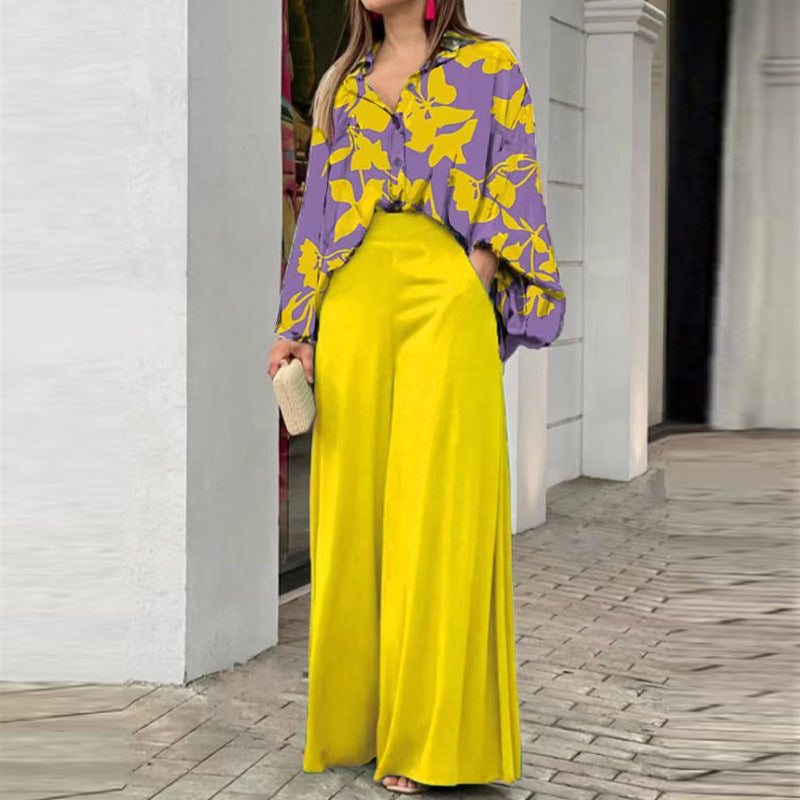 Women's Autumn Print Shirt Elegant Fashion Casual Suits
