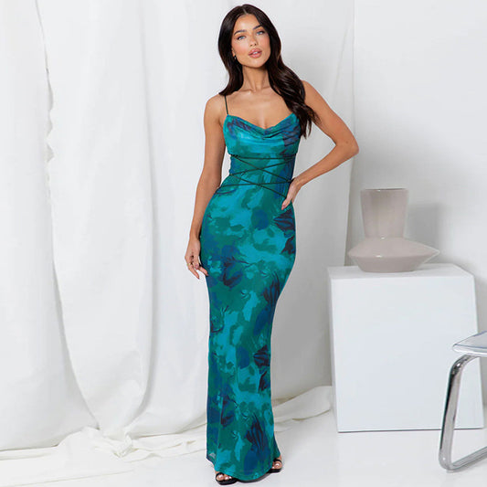 Women's Sexy Backless Lace Up Slim Fit Dresses