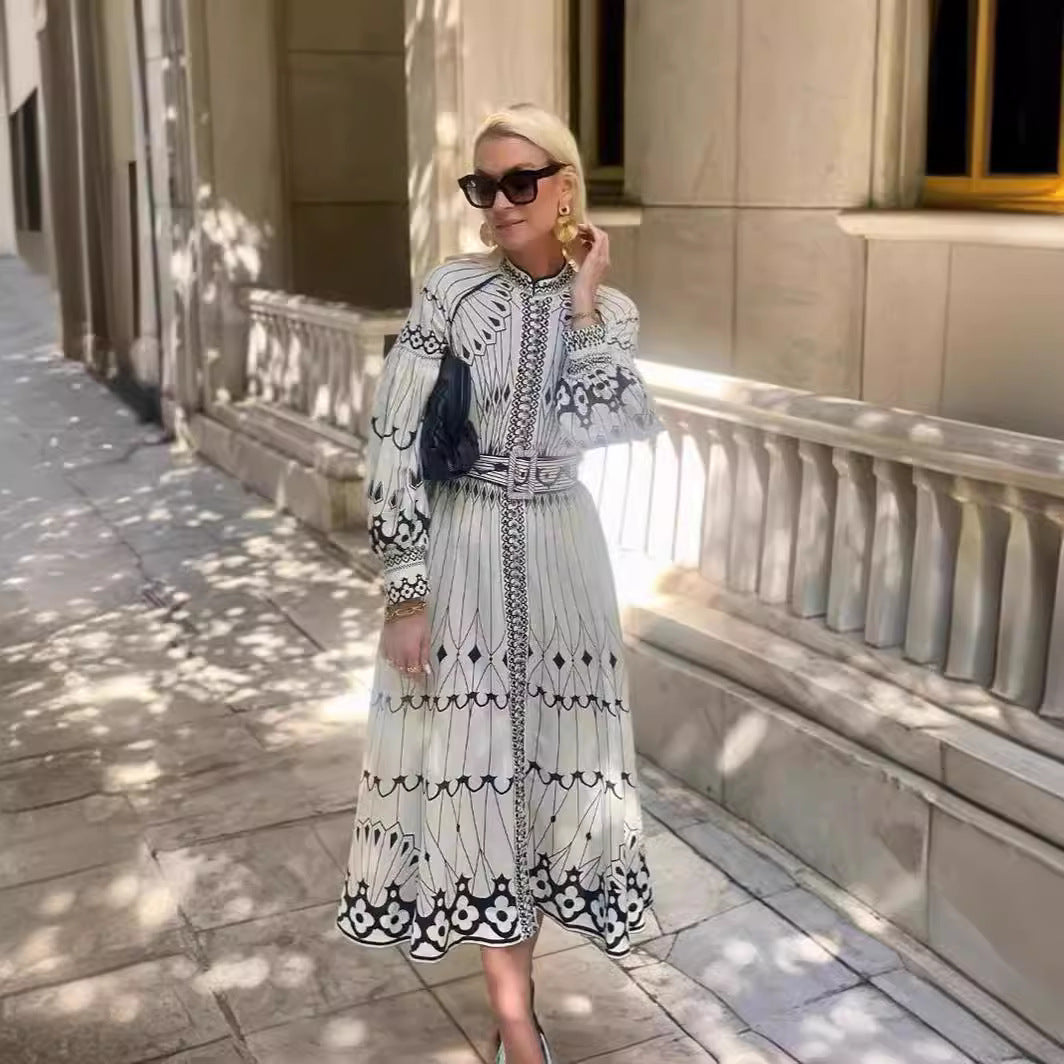 Linen Loose Casual Retro Lantern Sleeve Dresses
