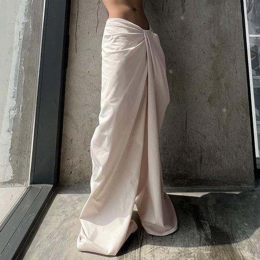 Women's Pleated Waist Niche Street Fashionable Solid Color Pants