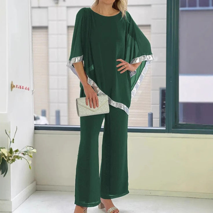 Women's Autumn Sequin Exquisite Round Neck Suits