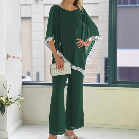 Women's Autumn Sequin Exquisite Round Neck Suits