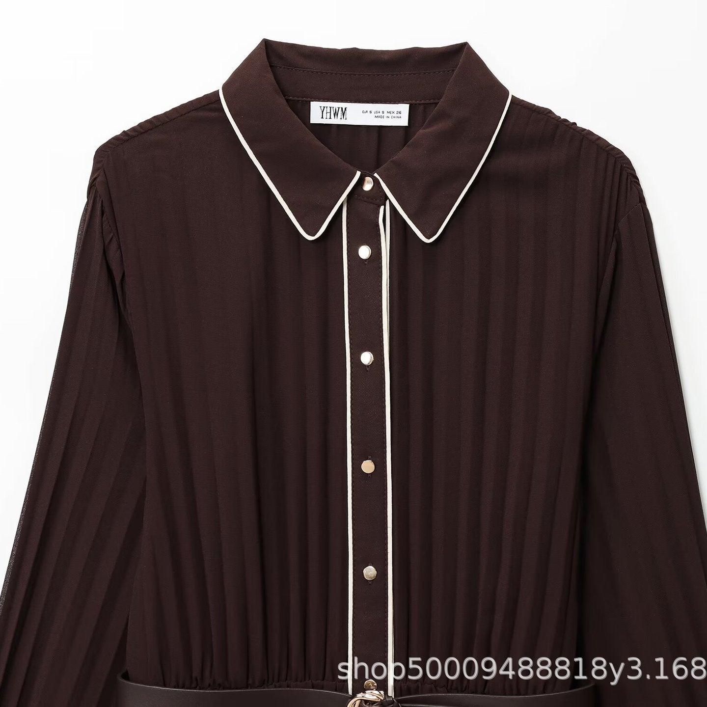 Women's Autumn Temperament With Belt Pleated Midi Dresses