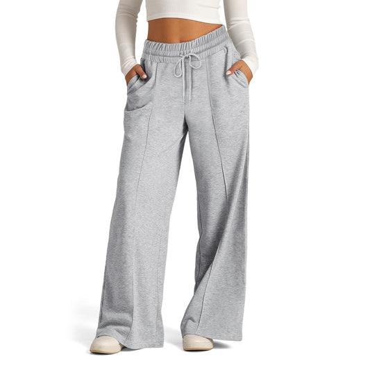 Solid Color Waist Tight Fashion Wide Pants