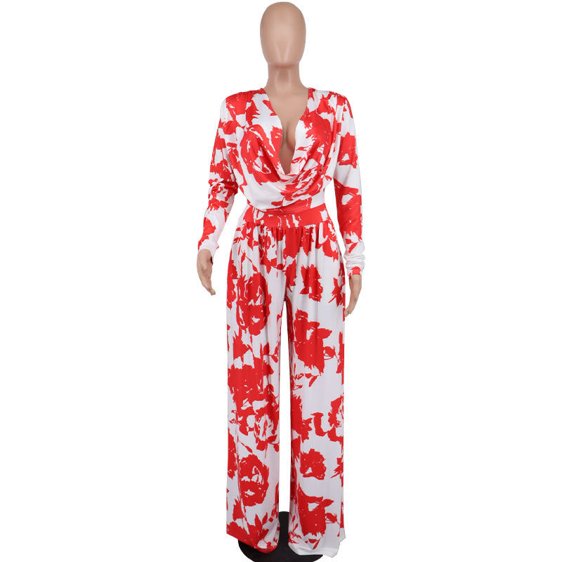 Comfortable Charming Long Sleeve Two-piece Printing Fashion Casual Suit