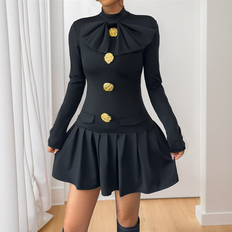 Elegant Sweet Bow Fastener Decoration Collar Dresses