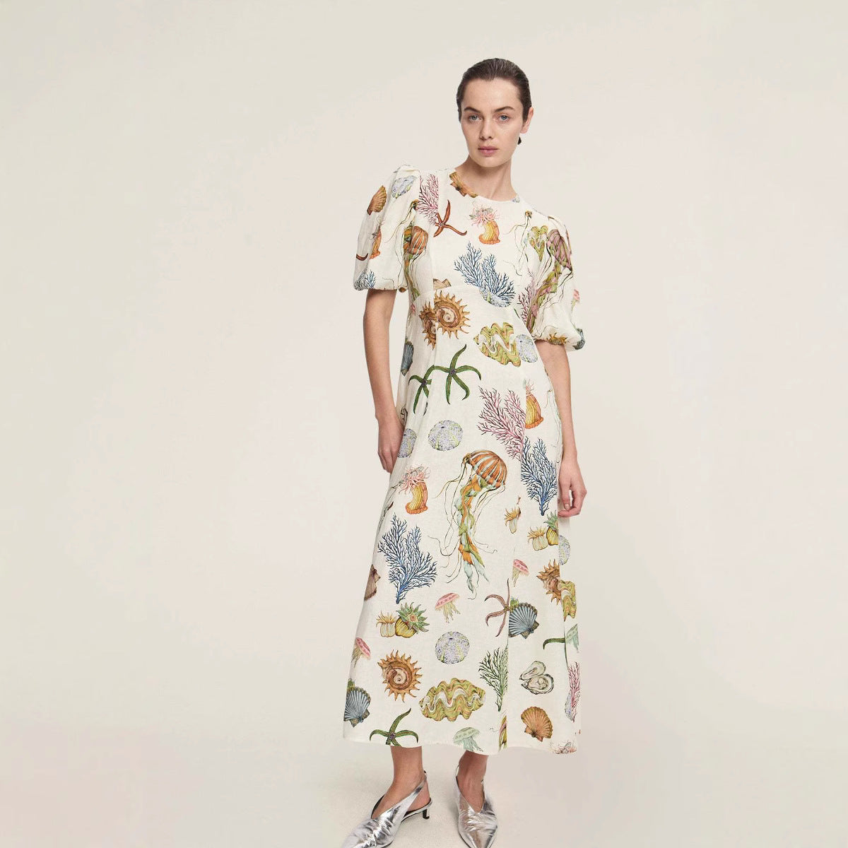Lantern Sleeve Casual Fashion Round Neck Dresses