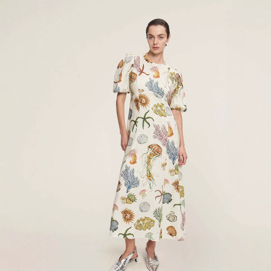 Lantern Sleeve Casual Fashion Round Neck Dresses
