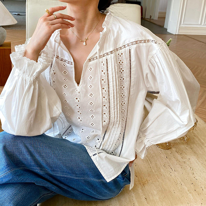 Women's Style White Shirt Long Sleeve Stylish Blouses
