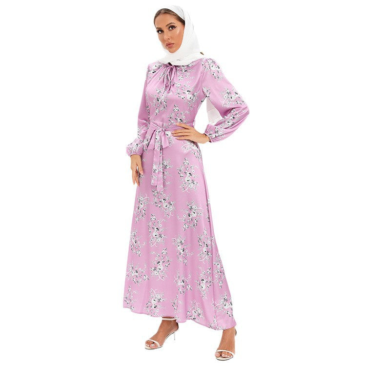 Durable Elegant Sweet Girdle Flower Satin Dress