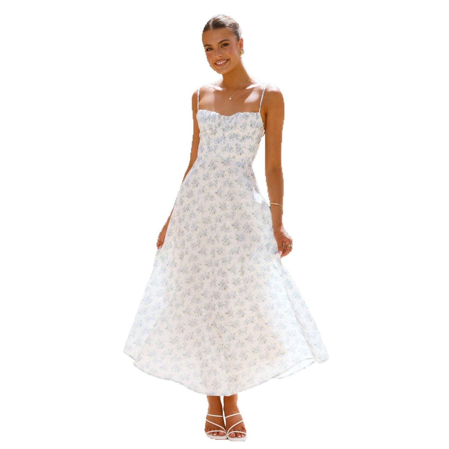 Women's Floral Sexy Sling Backless Vacation Style Dresses