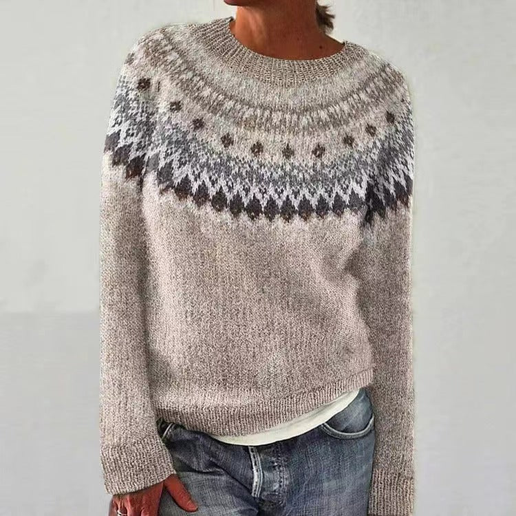 Women's Round Neck Multicolor Loose Fashion Pullover Sweater