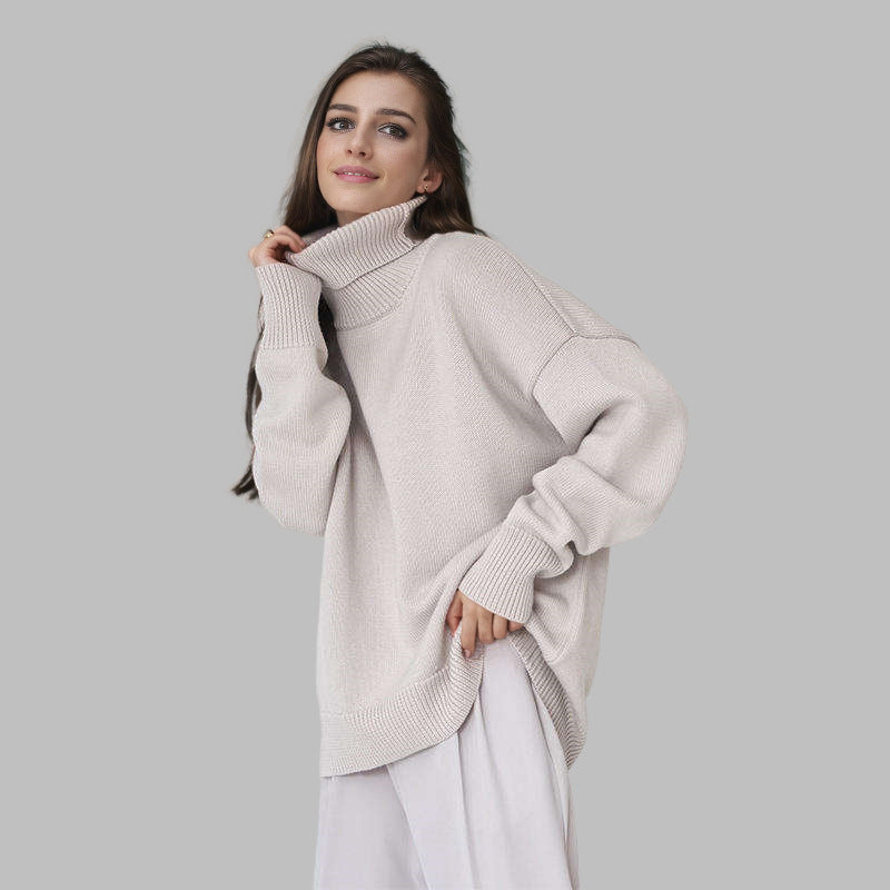 Women's Solid Color Turtleneck Loose Versatile Classic Sweaters