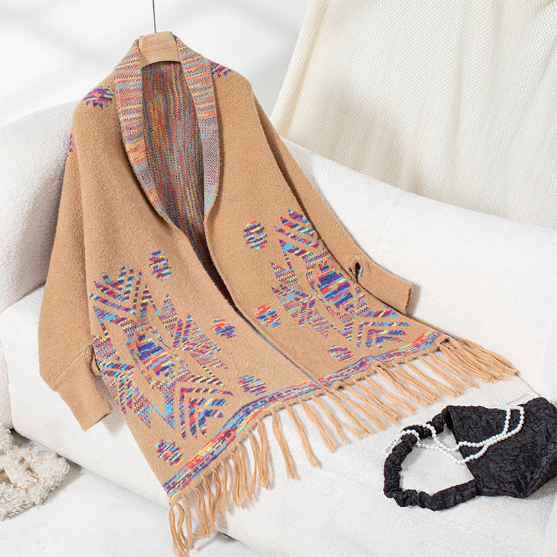 Women's Aztec Pop Geometric Jacquard Ethnic Style Tassel Women's Sweater